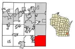 Location of Muskego in Waukesha County, Wisconsin.