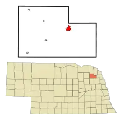 Location of Wayne, Nebraska