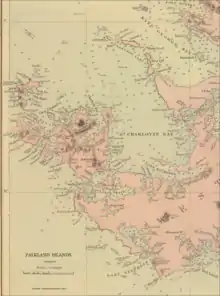 Old map of Weddell Island featuring Loop Head