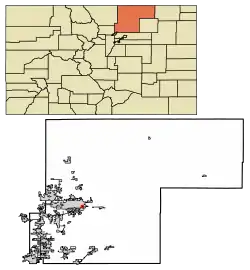 Location of the Town of Garden City in Weld County, Colorado.