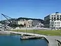 View of Te Papa and surrounding buildings from the lagoon