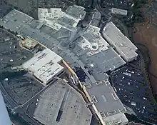 Aerial view of fire damage.