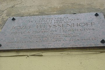 Plaque on memoriam of J. Weyssenhoff