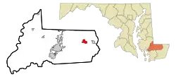 Location of Pittsville, Maryland