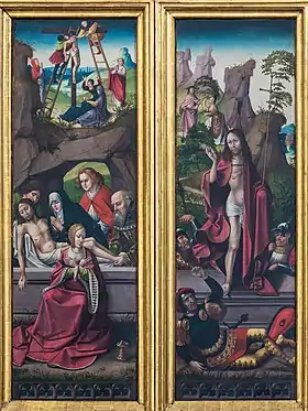 Burial and resurrection of the Lord (detail of triptych)