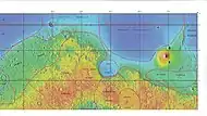 MOLA map showing boundaries for Utopia Planitia and other regions