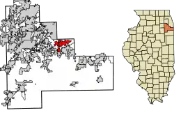 Location of Mokena in Will County, Illinois.