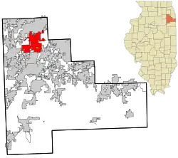 Location of Romeoville in Will County, Illinois