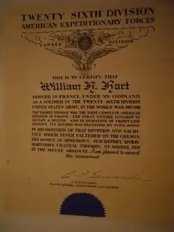 William H. Hart's grandson's First World War commendation