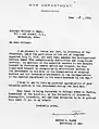 Letter from U.S. War Department to William Mayo for Distinguished Service Medal