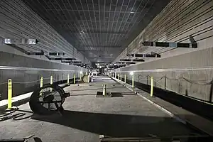 The interior of Wilshire/La Brea station, under construction in November 2023.