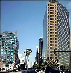 The intersection of Wilshire and San Vicente Boulevards