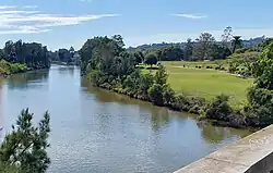 Wilsons River and Riverside Park, Lismore, photographed in 2023