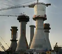 Wind turbine bases under construction