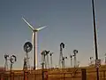 Windmills on display at the American Wind Power Center