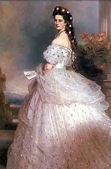 Image 7Dress attributed to Charles Frederick Worth for Elisabeth of Austria painted by Franz Xaver Winterhalter (from History of fashion design)