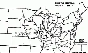 Map of Bryan's extensive 1896 whistle-stop travel