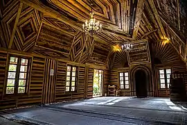 The interior of the wooden mosque