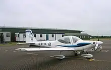 10 AEF Grob Tutor and hangar at RAF Woodvale