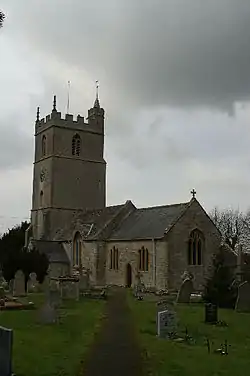 Stone building with square tower