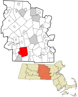 Location in Worcester County and the state of Massachusetts.