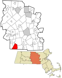 Location in Worcester County and the state of Massachusetts