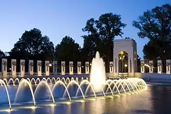 The Atlantic side of the memorial at dusk.