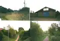 The surviving huts at the former quarry in 2001 and the track bed in Hardwick during 2001