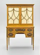 Writing desk; 1790–1810; satinwood, mahogany, tulip poplar, and pine; 153.67 x 90.17 x 51.44 cm; Los Angeles County Museum of Art