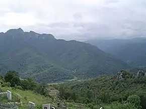 The remains of Prince Hasan-Jalal's fortress of Khokhanaberd (on left), as seen from Gandzasar