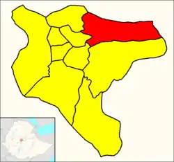 Yeka (red) within Addis Ababa