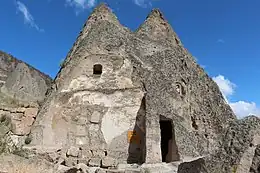 Outside entrance into the Yilanli Kilise, Soğanlı Valley.