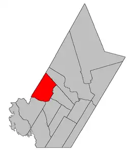 Location within York County, New Brunswick.