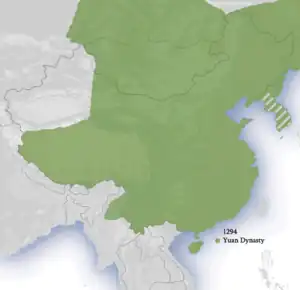 Yuan dynasty (c. 1294)Goryeo dynasty (shaded area) was a semi-autonomous vassal state