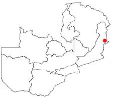 Location of Lundazi in Zambia