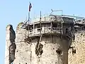 Scaffolding for conservation works, on one of the towers of the Upper Castle (March 2012)