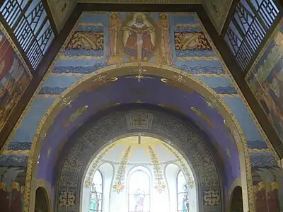 Interior of the Roman Catholic church by Aladár Körösfői-Kriesch in Zebegény, Hungary