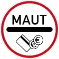 Toll plaza traffic sign