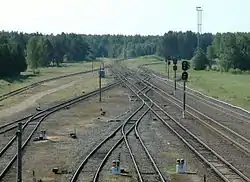 Railway from the pedestrian bridge in Gaižiūnai