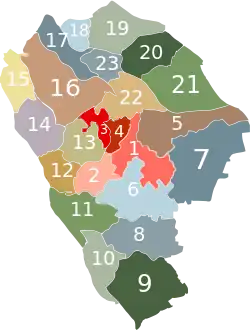 Tanzhou is labeled '9' on this map of Zhongshan