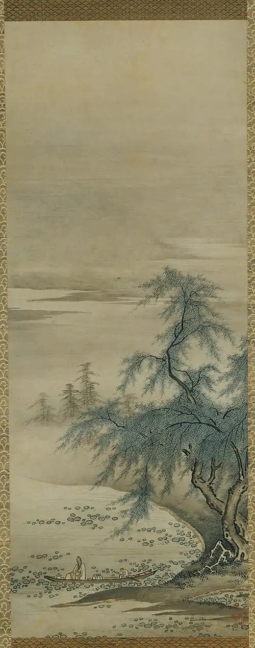 Kanō Masanobu, 15th-century founder of the Kanō school, Zhou Maoshu Appreciating Lotuses, Japanese