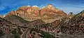 Bee Hive Peak and The Streaked Wall (left), The Sentinel (right}