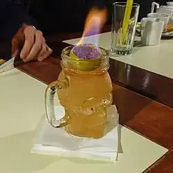 Zombie Cocktail in a skull-shaped glass