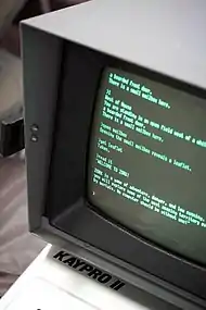 Computer monitor with text on it