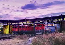 Two Serbian Railways ŽS 444 (left), a ŽS 441 and a ŽS 461 in the old shed at Belgrade.