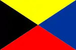 Naval jack of Nicaragua, identical to the international maritime signal flag "Z"