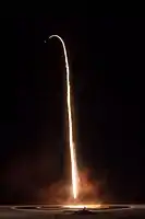 Long exposure of the first stage reentry and landing