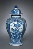 Vase with cover; 1662–1722; porcelain with underglaze blue decoration; overall: 46.2 cm; Cleveland Museum of Art