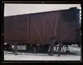 A boxcar being painted on the RIP tracks at Proviso yard, Chicago