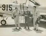 Antônio Muniz and Clyde Whaley stand in front of one Lockheed T-33 of the USAF (c.1949).